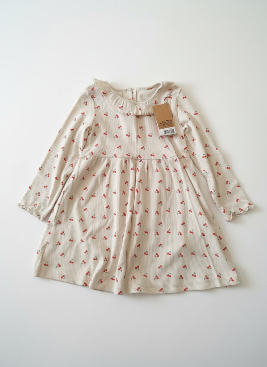 Robe cotton beige avec des cerises 18 mois