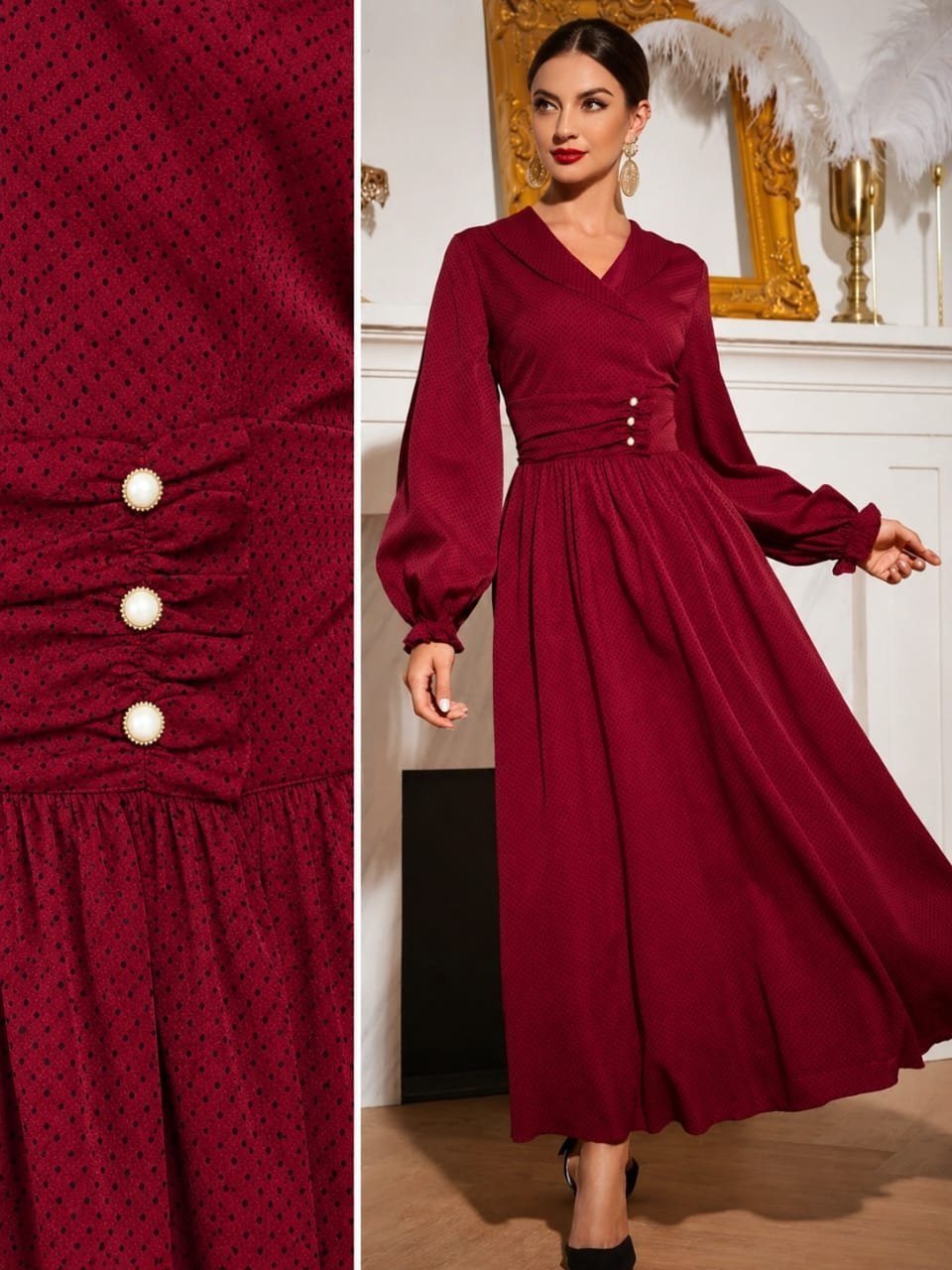 Belle robe rouge a pois noirs L 40-42