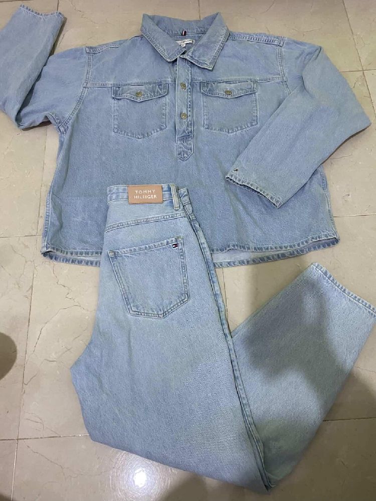 Jean boy friend & denim pullover shirt