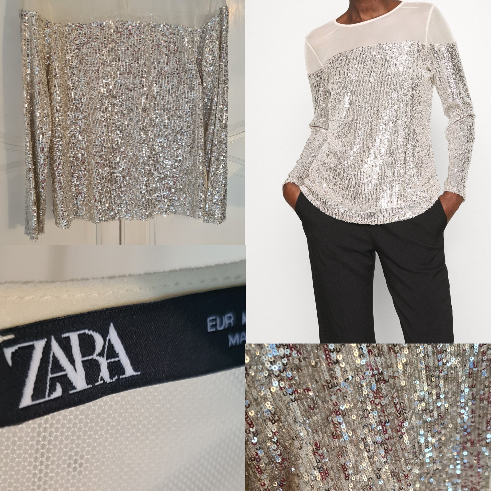 Pull zara en sequin neuf taille m