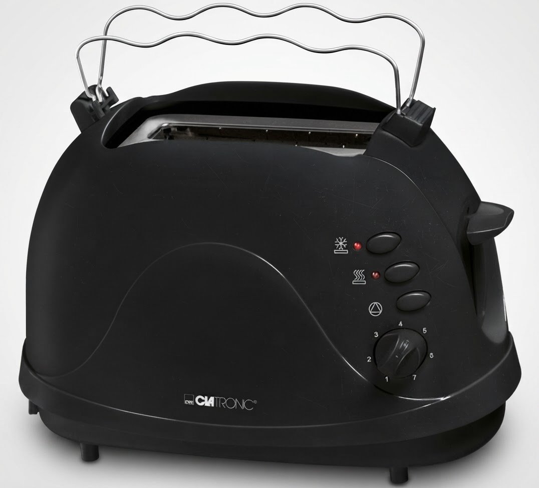 Grille-pain noir à deux fentes de la marque Clatronic, modèle TA 3565 