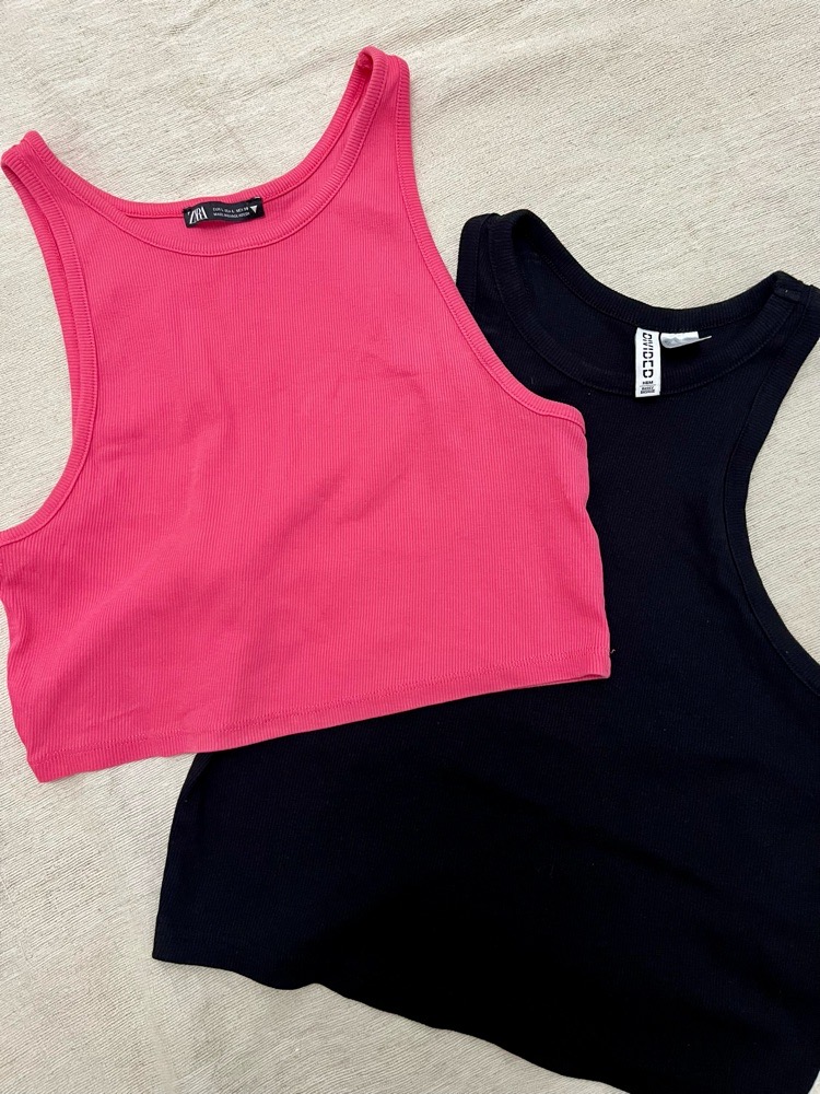 Lot de 2 Débardeurs Essentiels – Zara Rose et H&M Noir