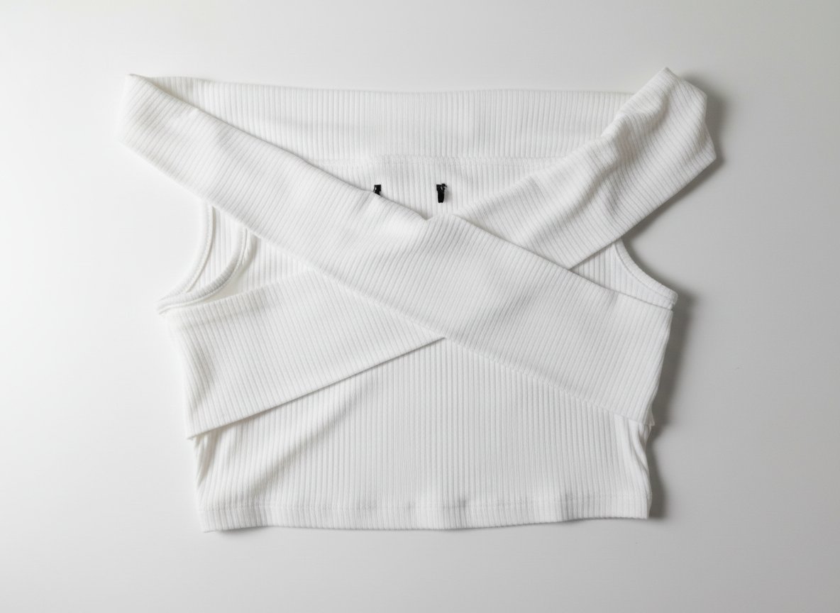 Haut court blanc à col croisé.