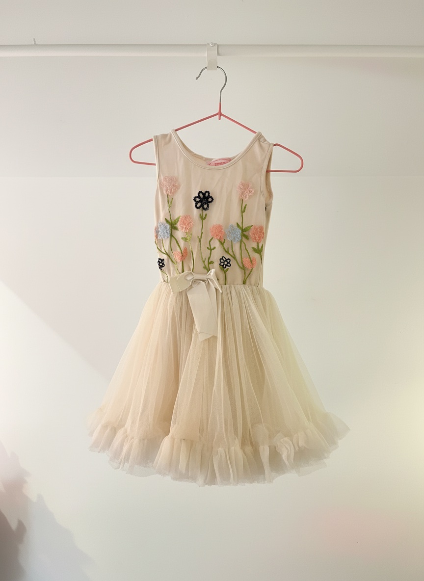 Robe blanche avec motifs brodés florales