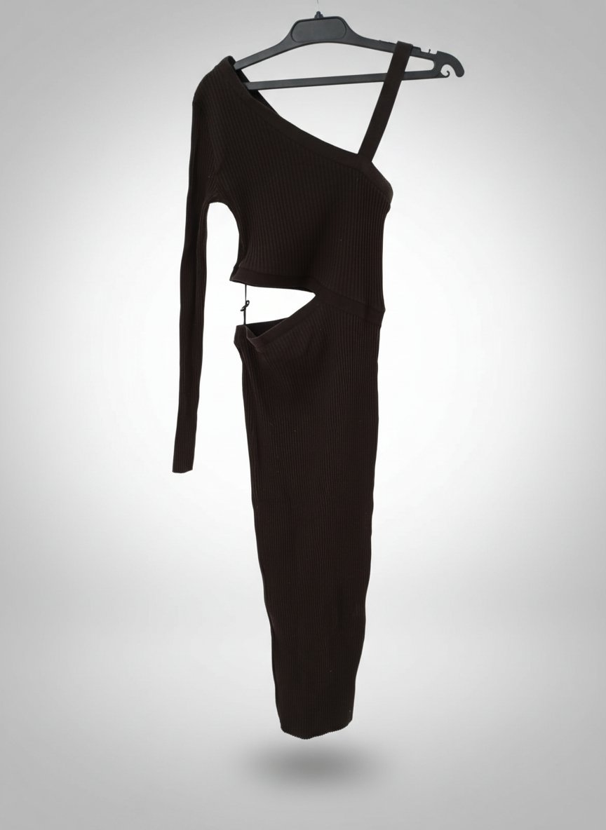 Robe asymétrique marron chocolat 