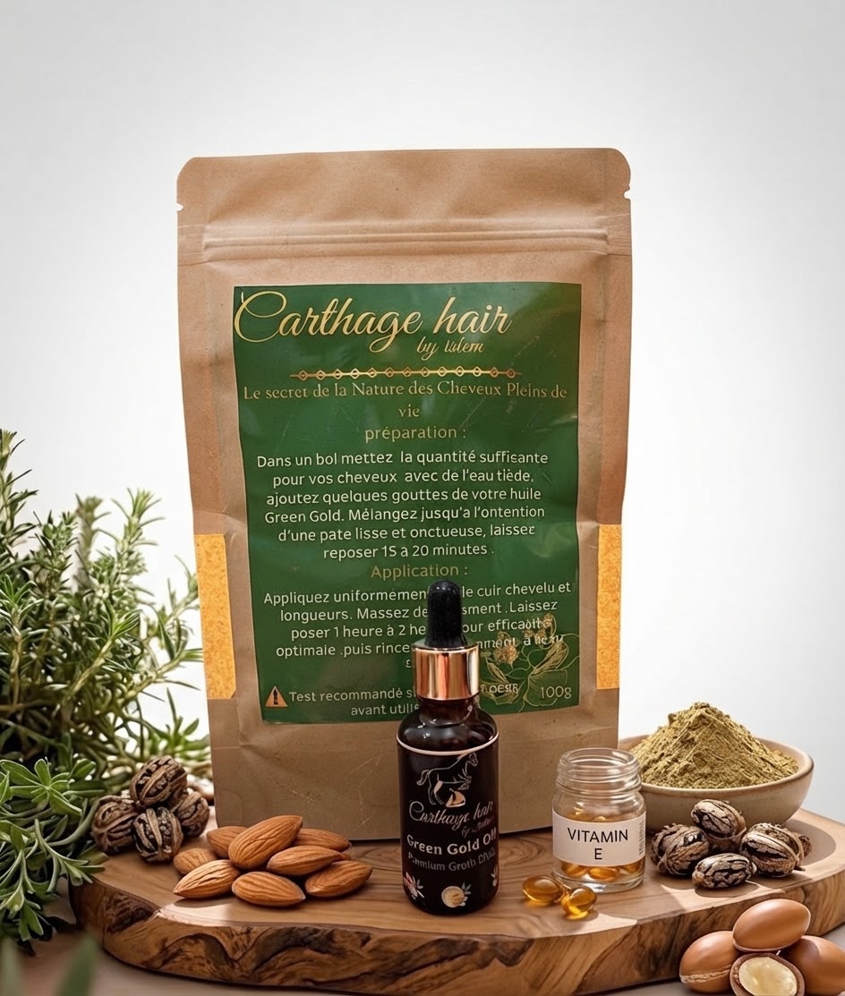 ماسك الأعشاب والحنة الطبيعية و زيت Green Gold Premium Growth Elixir: