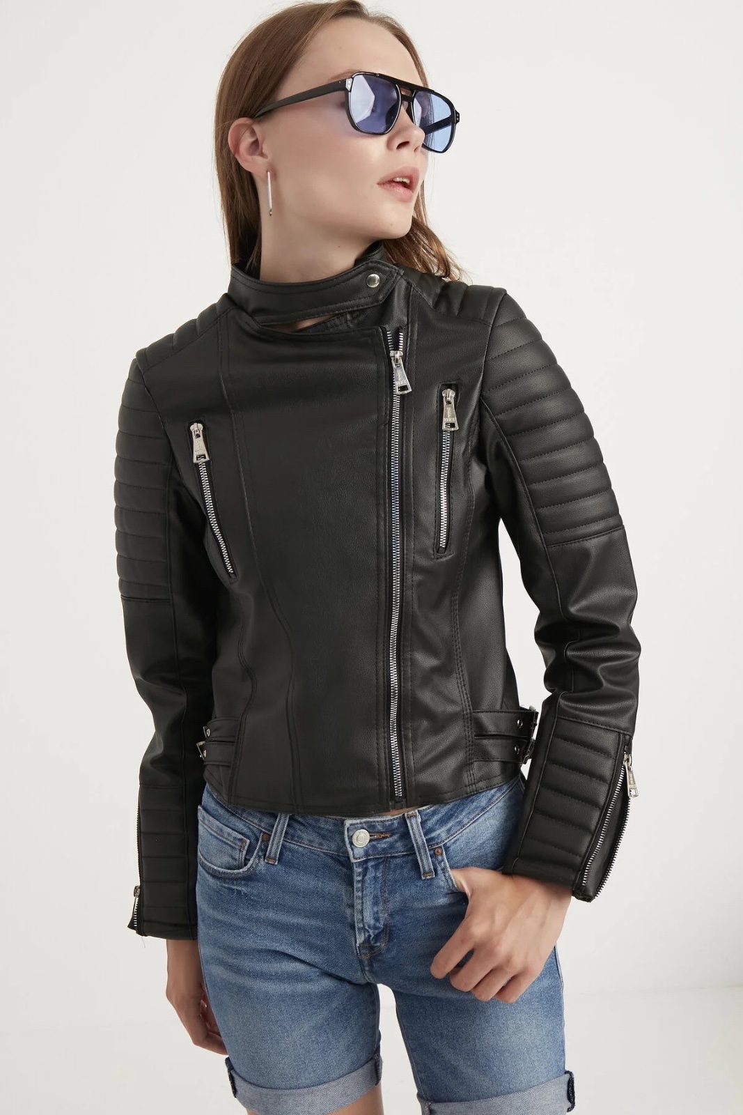 Veste cuir femme jdida 