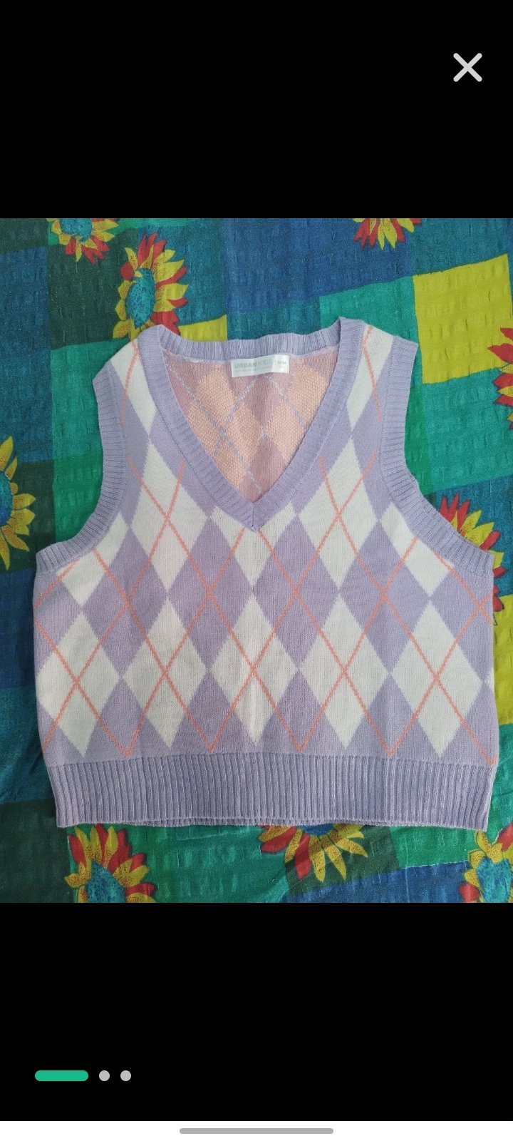 Pull sans manches Urban Kids lilas motif losanges – 10/12 ans