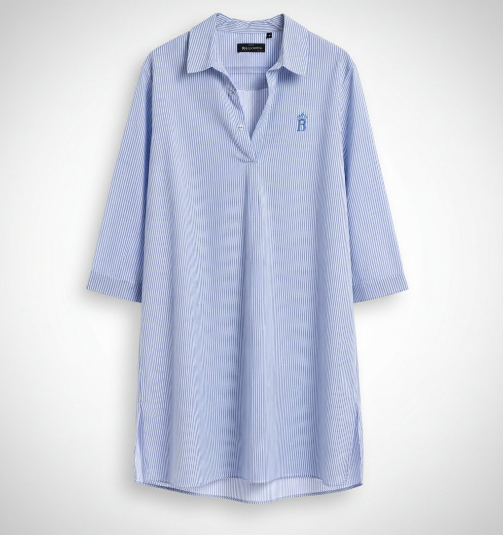 Chemise longue à fines rayures bleu ciel 🤍💙