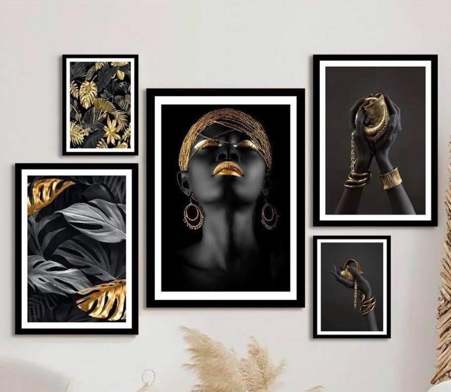 5 tableaux et 2 taies d'oreiller assorties 