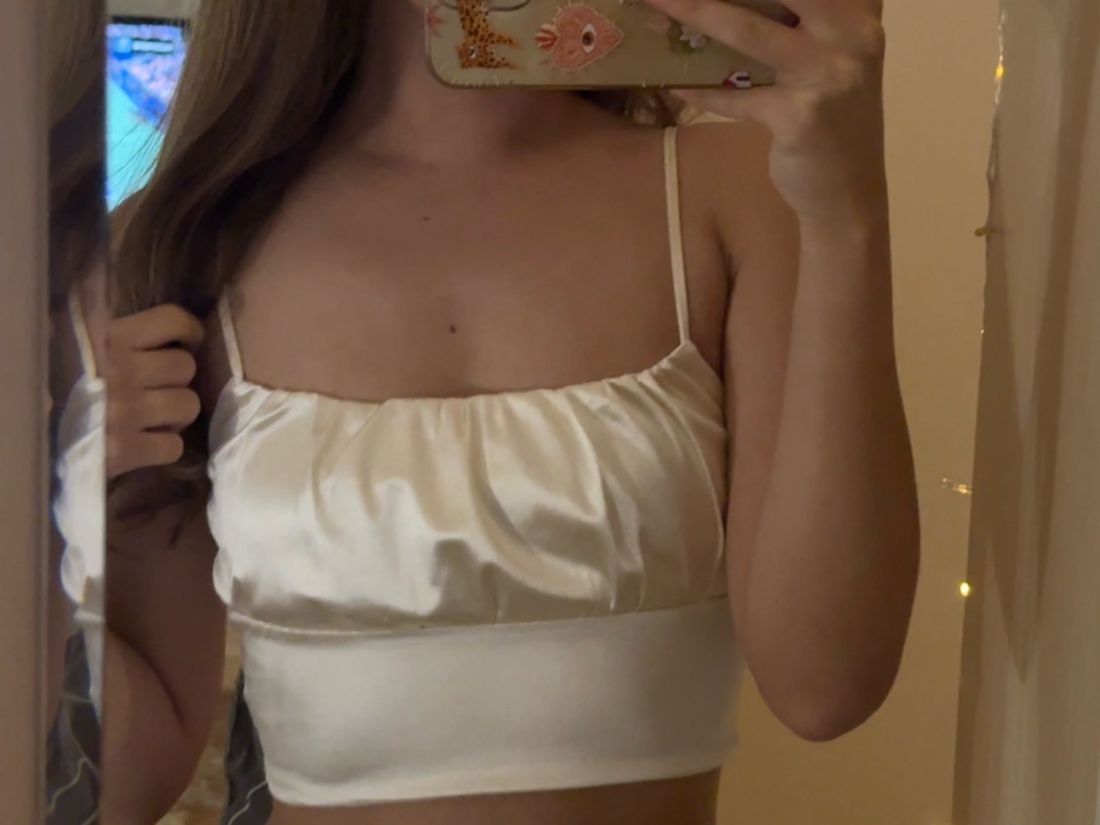 Top satiné blanc cassé
