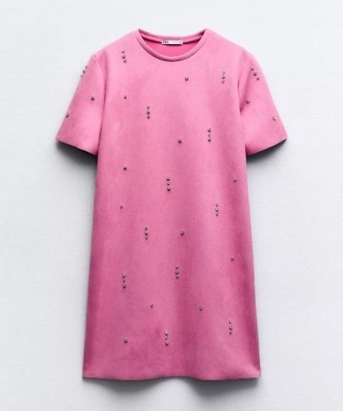 Robe ZARA rose tissu faux daim 