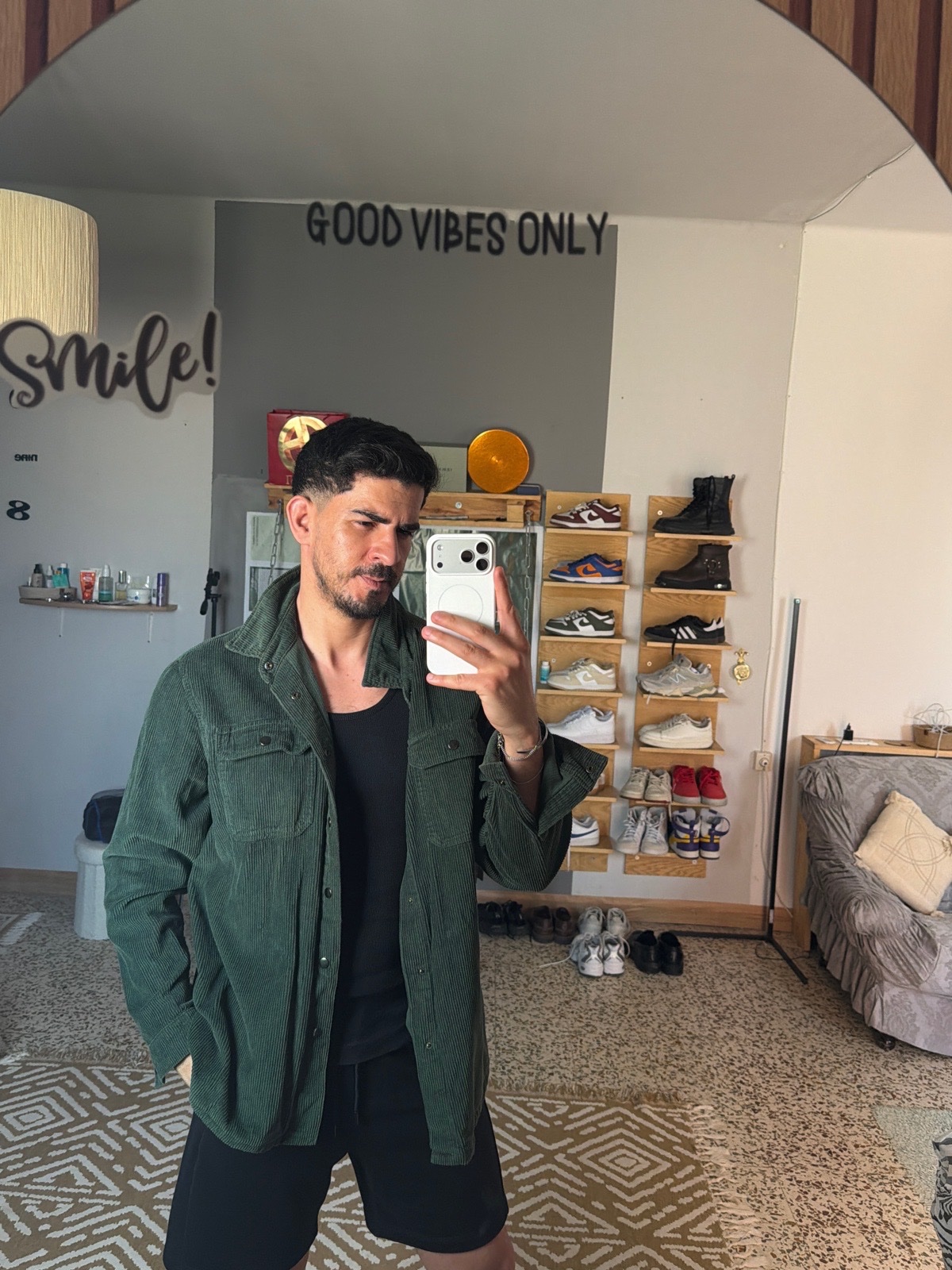 Veste chemise velour vert 