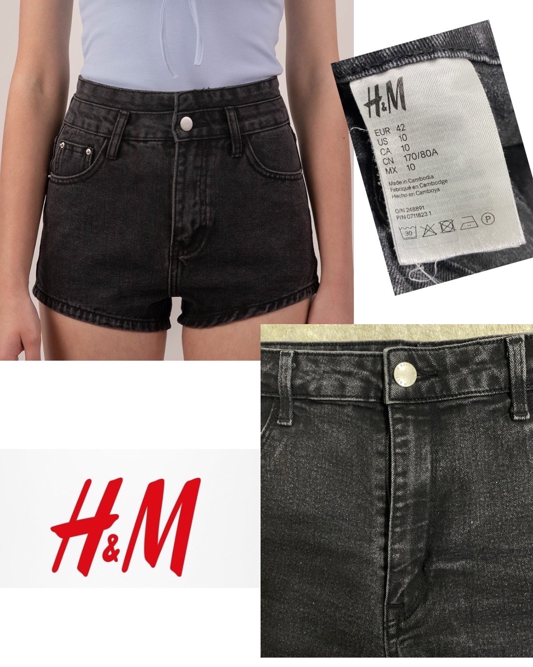 Short jean gris foncé H&M 