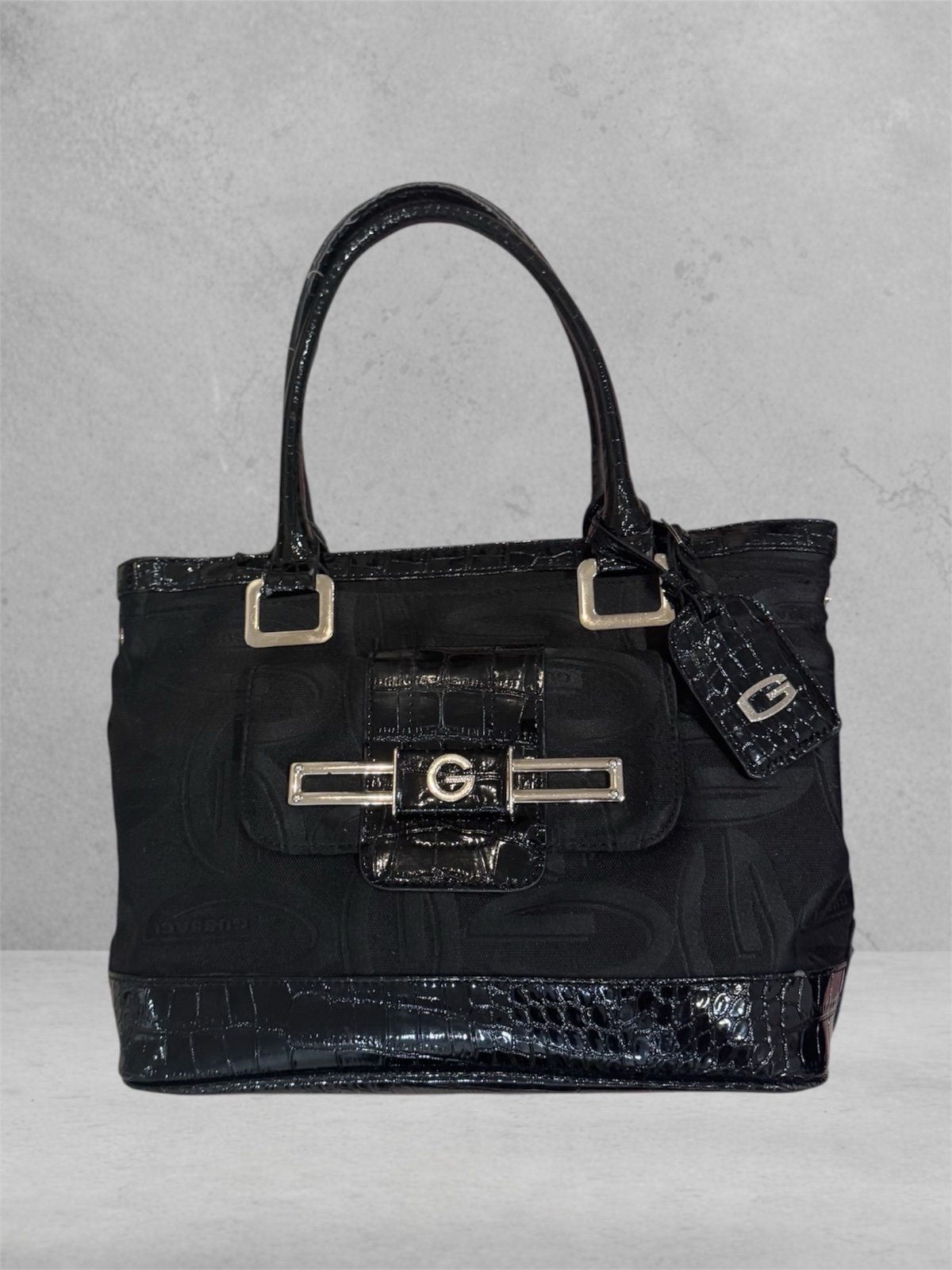 Vintage Y2K-style black satchel Gussaci bag