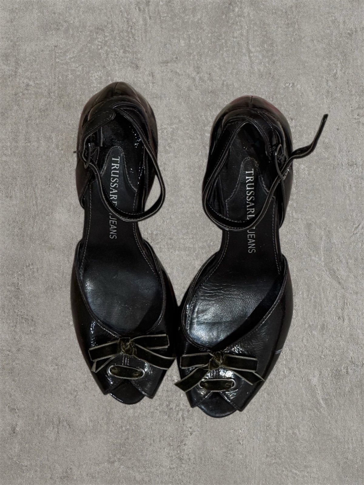 Trussardi Jeans patent leather peep-toe heel