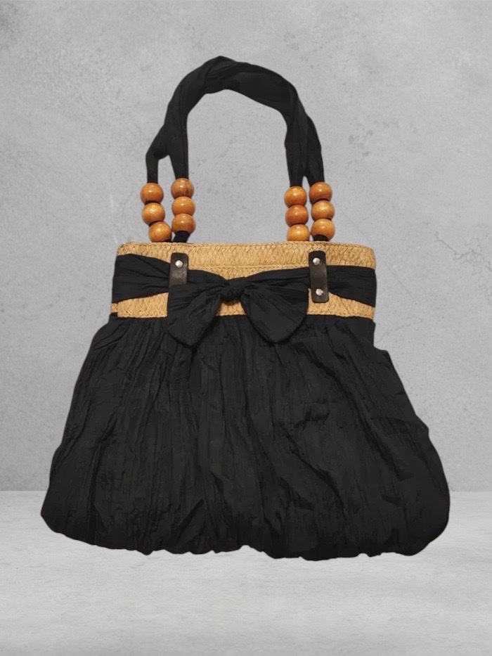 Summer lightweight crinkled textile beach bag