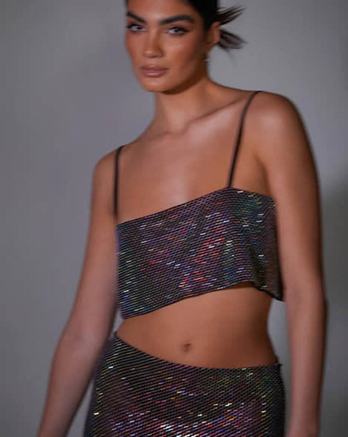 Iridescent Sequin Cami Crop Top