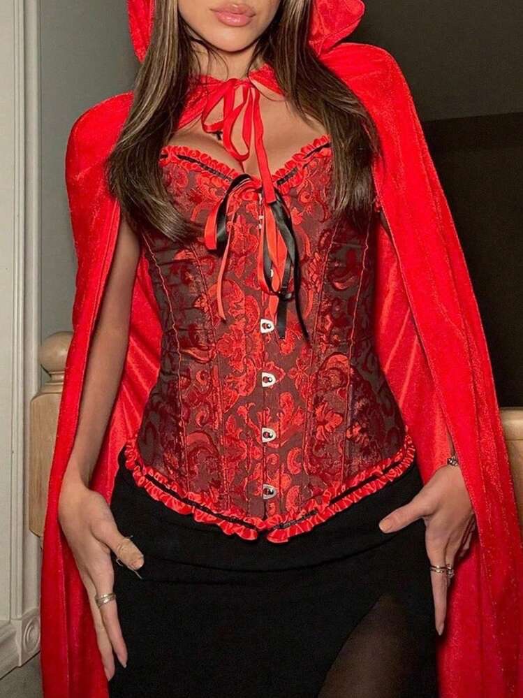 Red and black corset