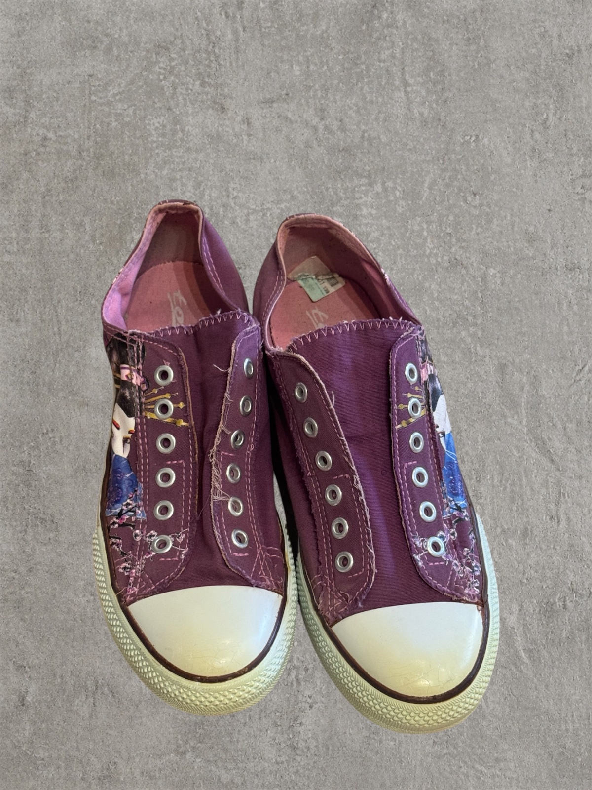 Purple Geisha Laceless Canvas Slip-On Sneakers