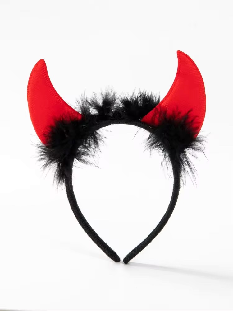 Red and black devil horns headband