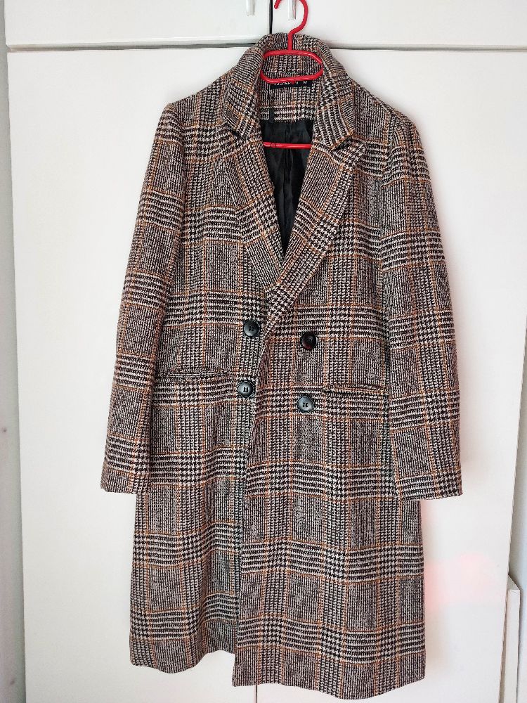 Manteau long à carreaux pour femme – Taille M