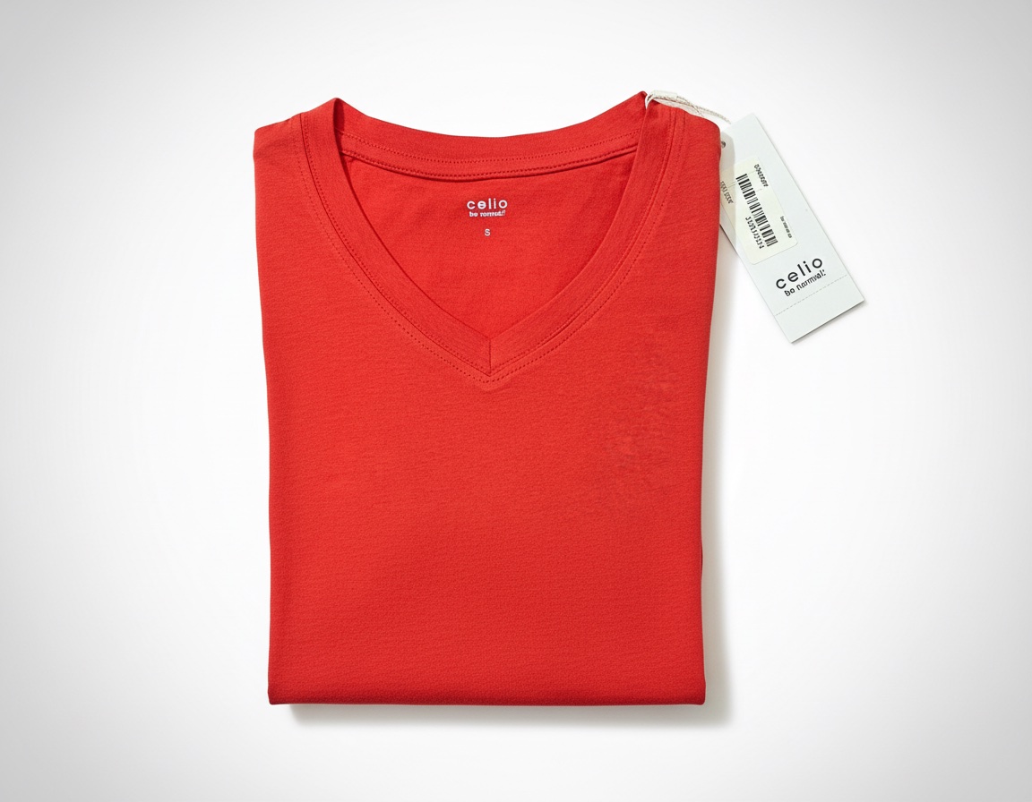 T-Shirt CELIO col V, manches courtes. Neuf & Original.