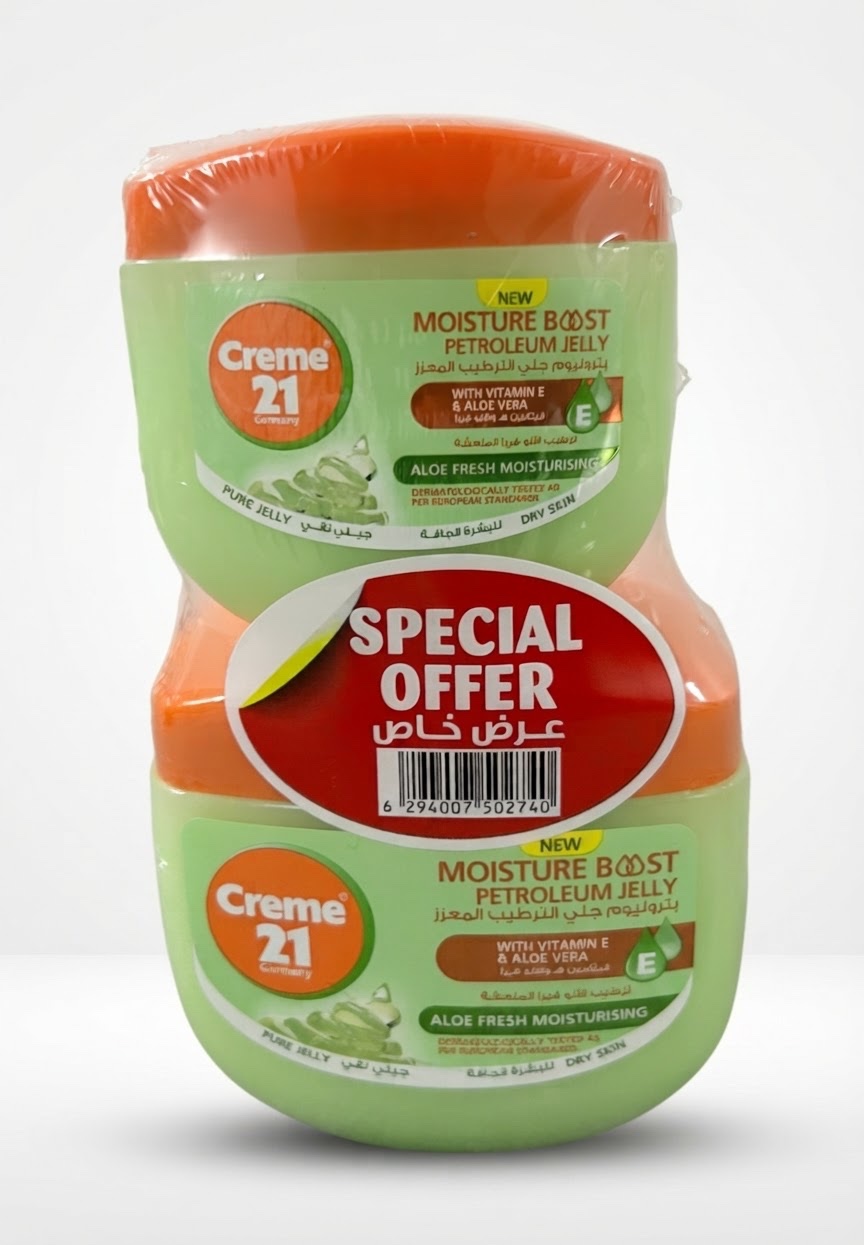 Pack de 200Ml. + 100Ml de vaseline CREME 21 à l'Aloe Vera et la vitamine E pour peau séche