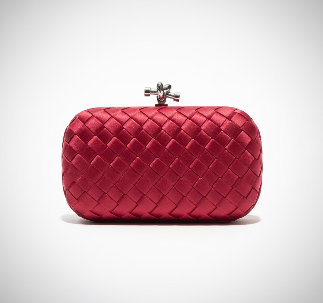 Sac de soirée Bottega Veneta, burgundy satin avec chaine 🌸