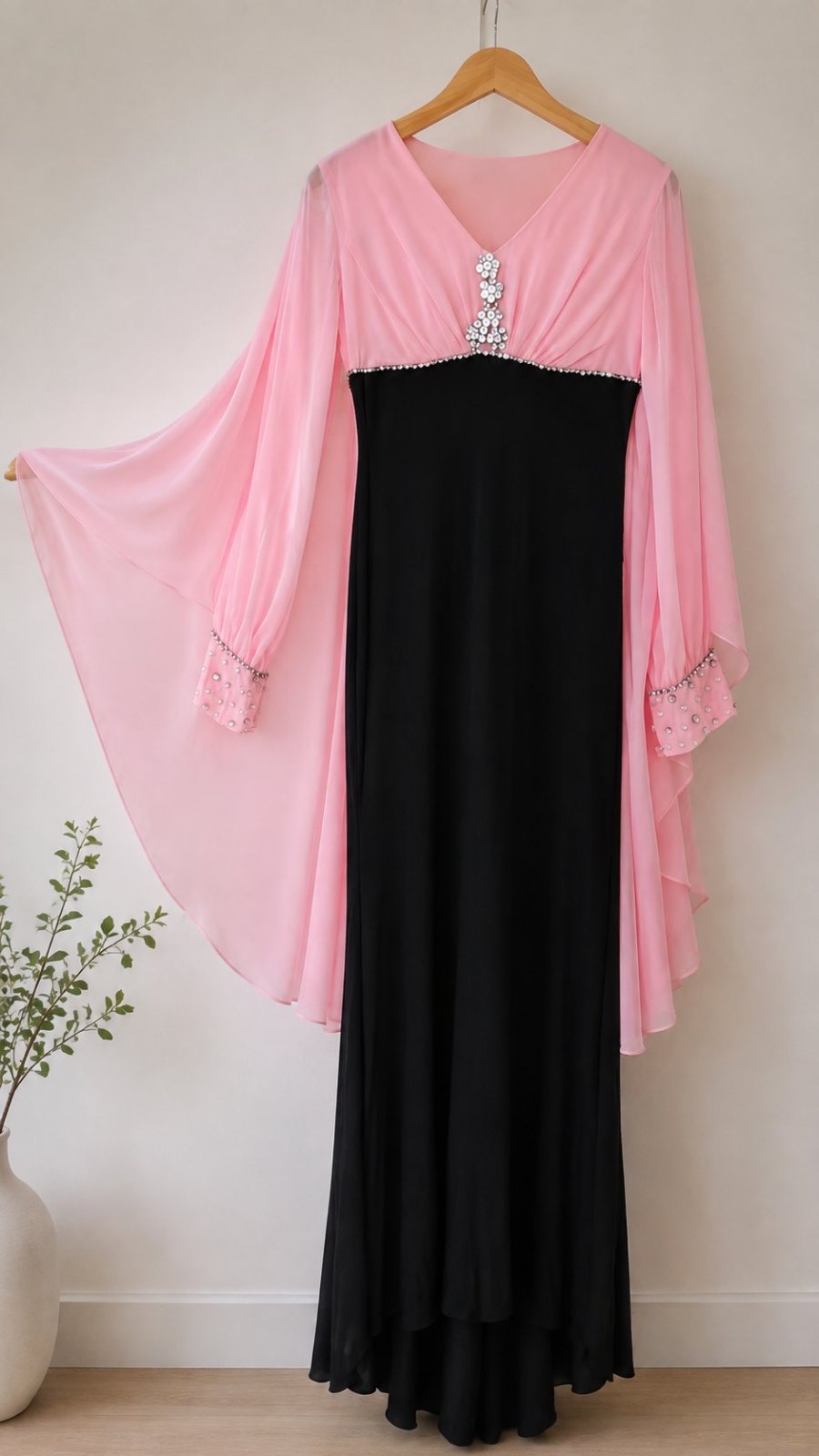 Robe soirée rose et noire- taille 1