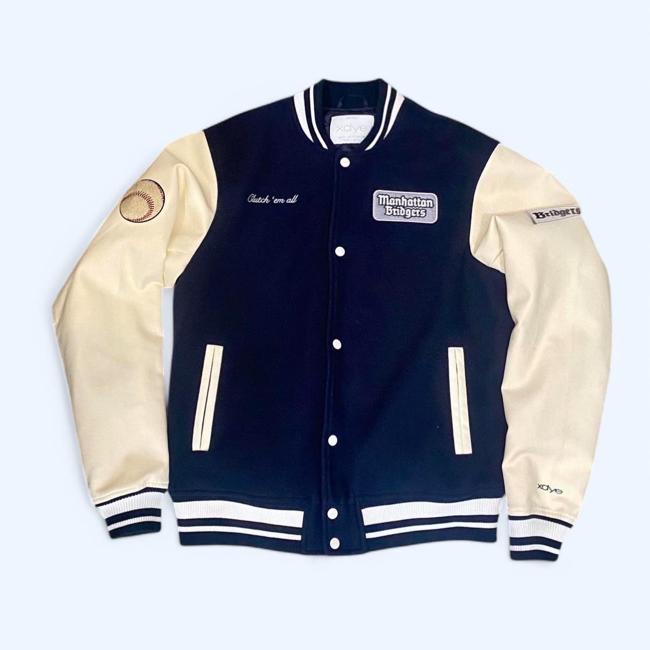 Pull&Bear Men's Cream and Navy Jacket