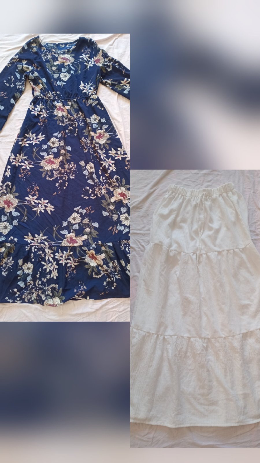 Jupe blanc + une robe fleuri