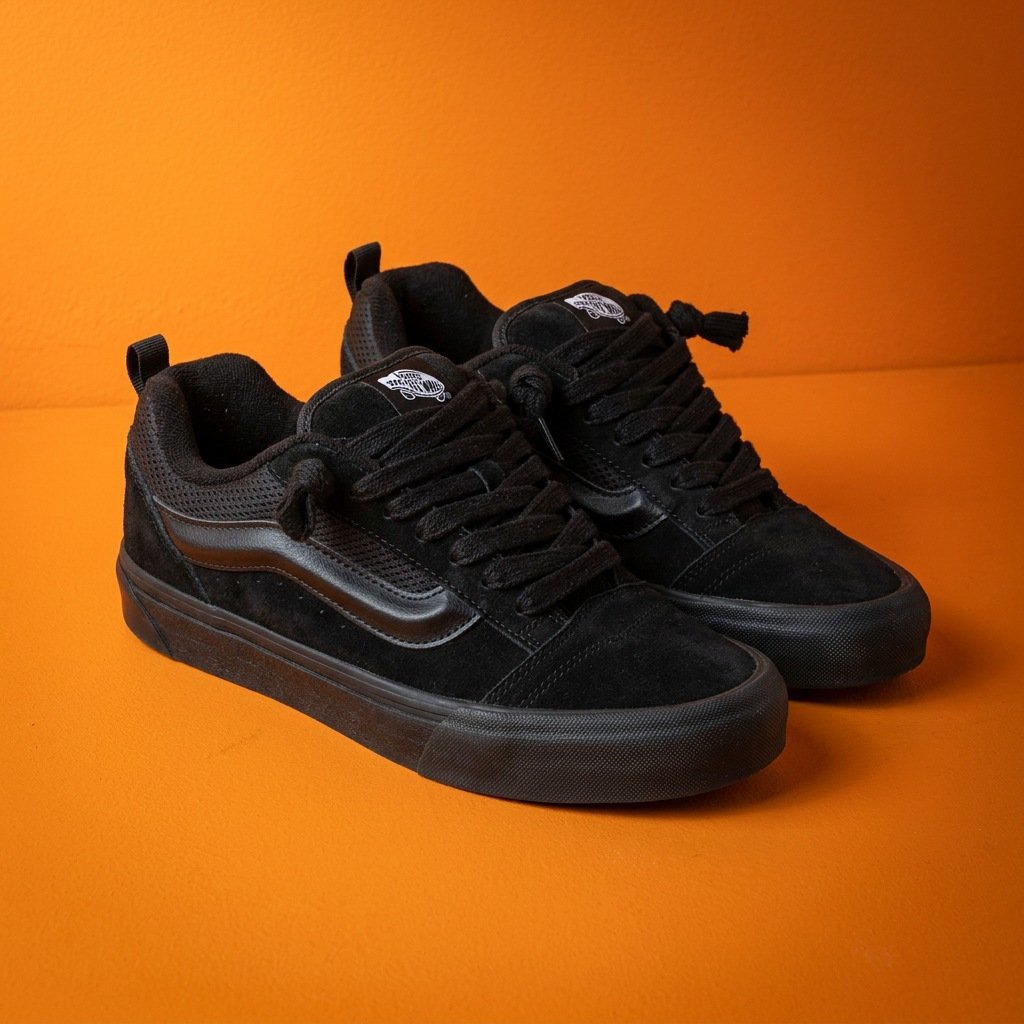 Vans Knu Skool baskets noir tout noir, semelle épaisse, pointure 41