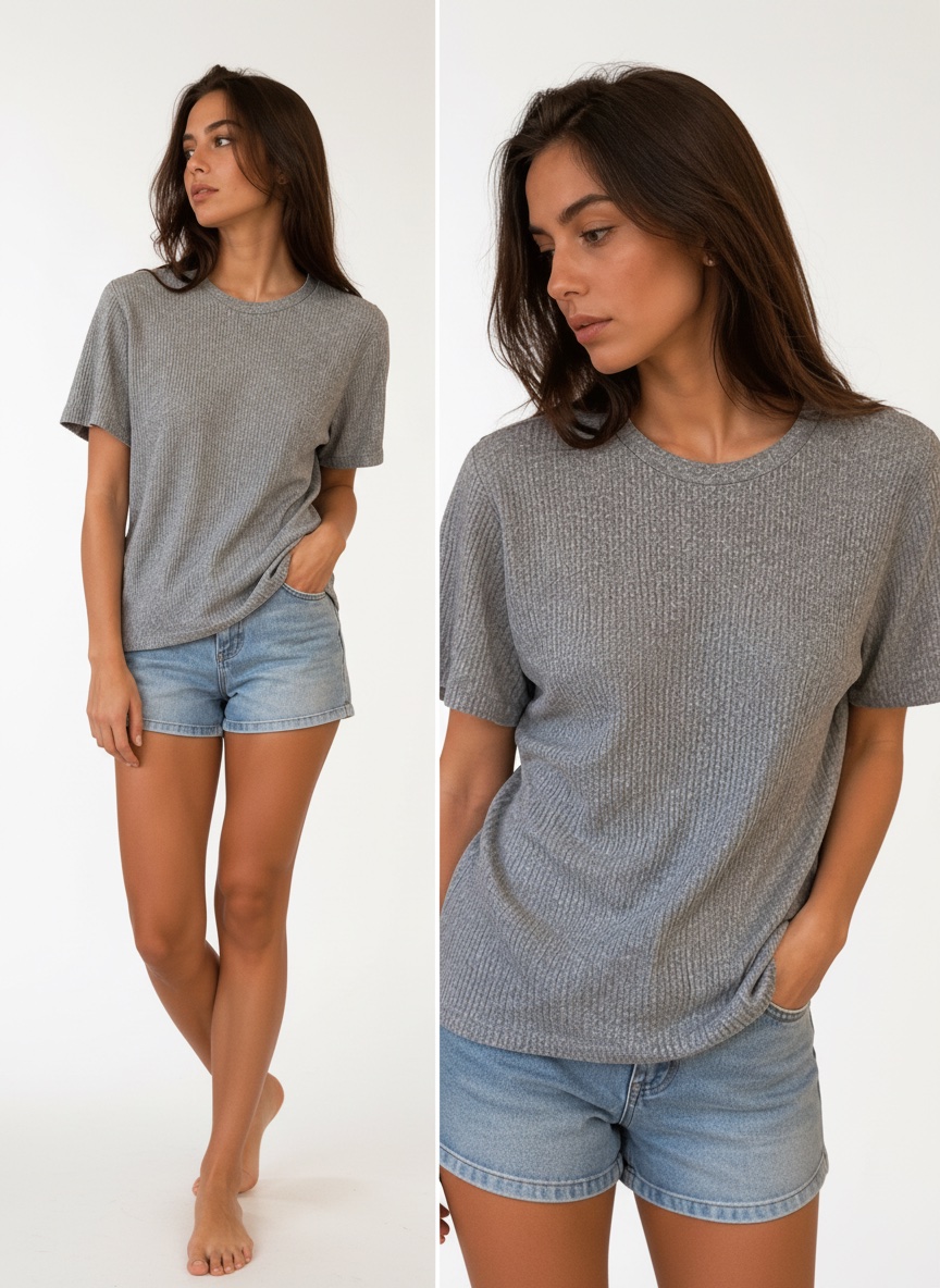 Gray ribbed top 