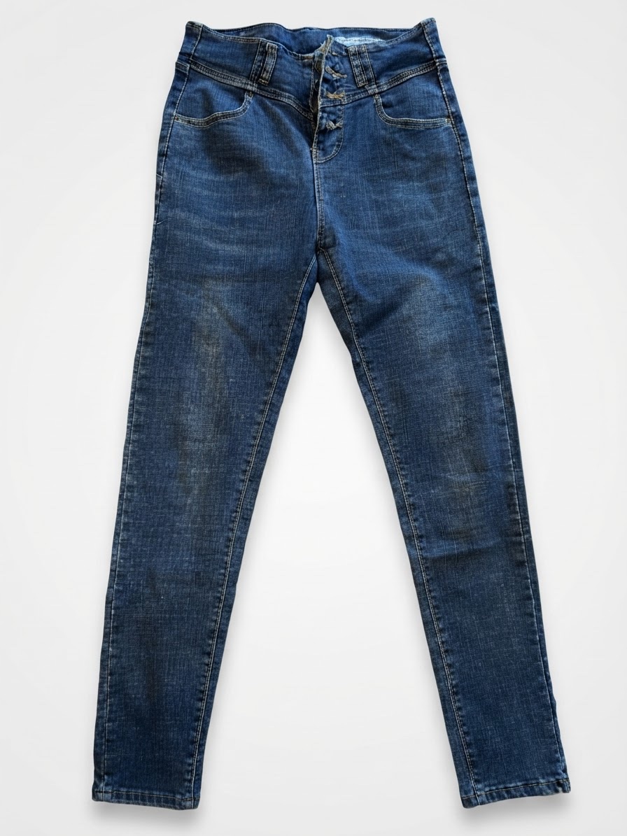 Pantalan jean elastique taille haute