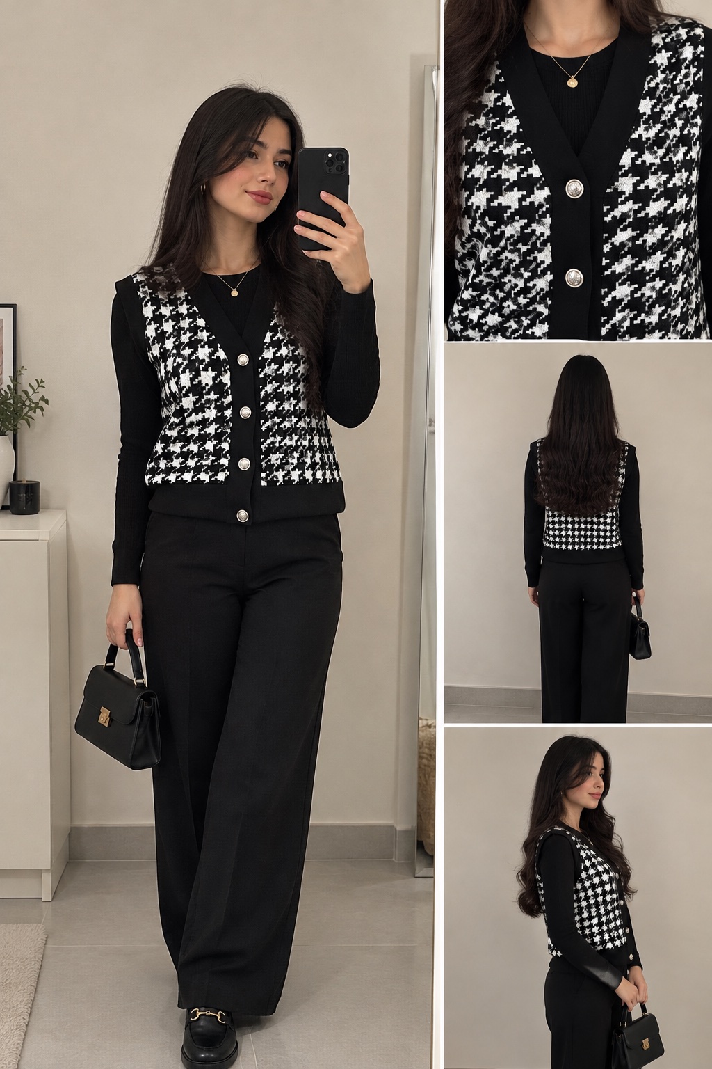 Veste sans manches noir et blanc 