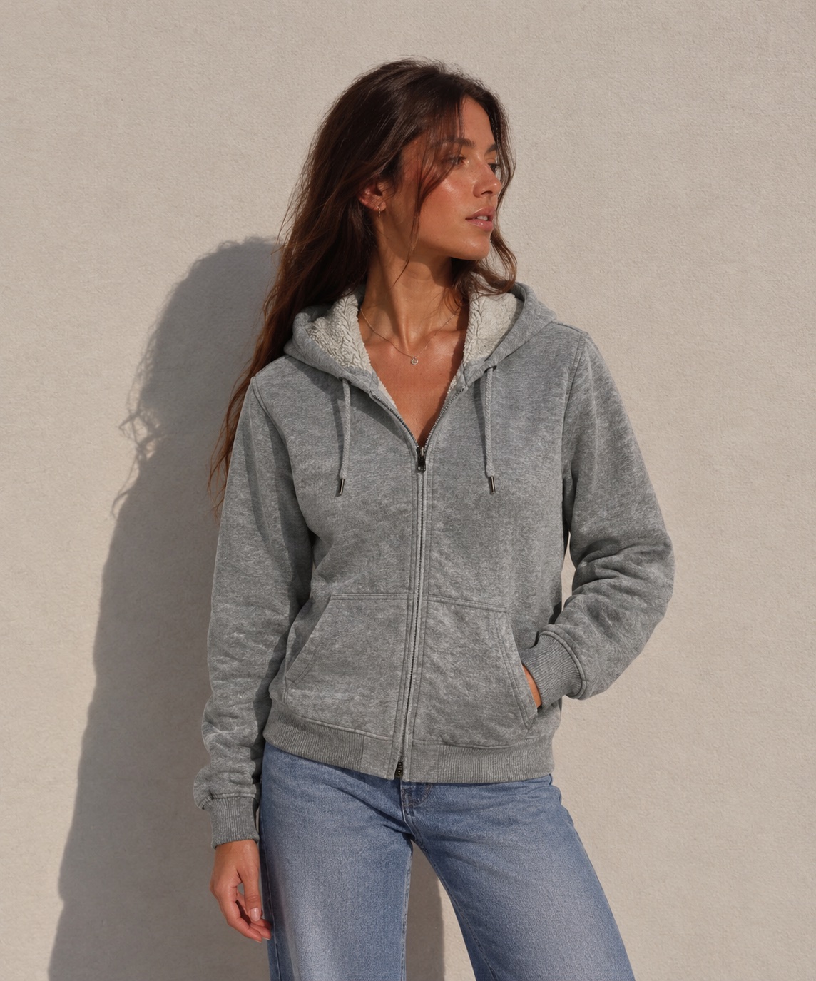 Gilet à capuche zippé gris 🩶
