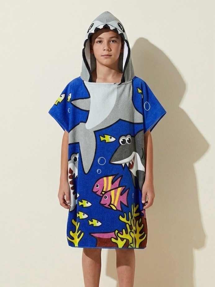 Cape de bain / Poncho à capuche Requin 🦈
