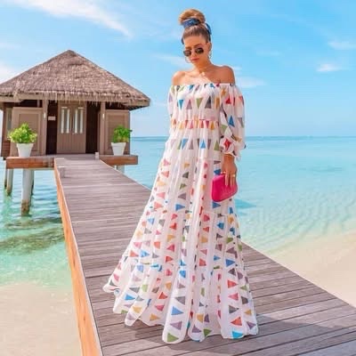 Robe longue à volants en mousseline importée de Turquie