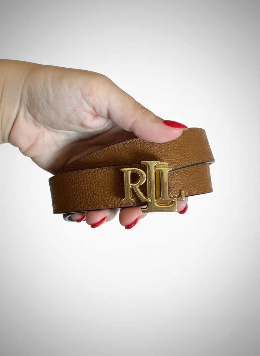 Ceinture double face noire et marron RL