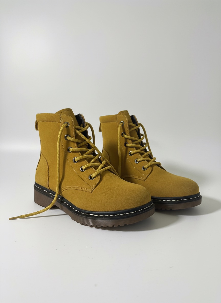 Bottines moutarde à lacets 