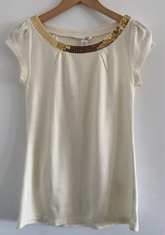 Top blanc cassé broderie