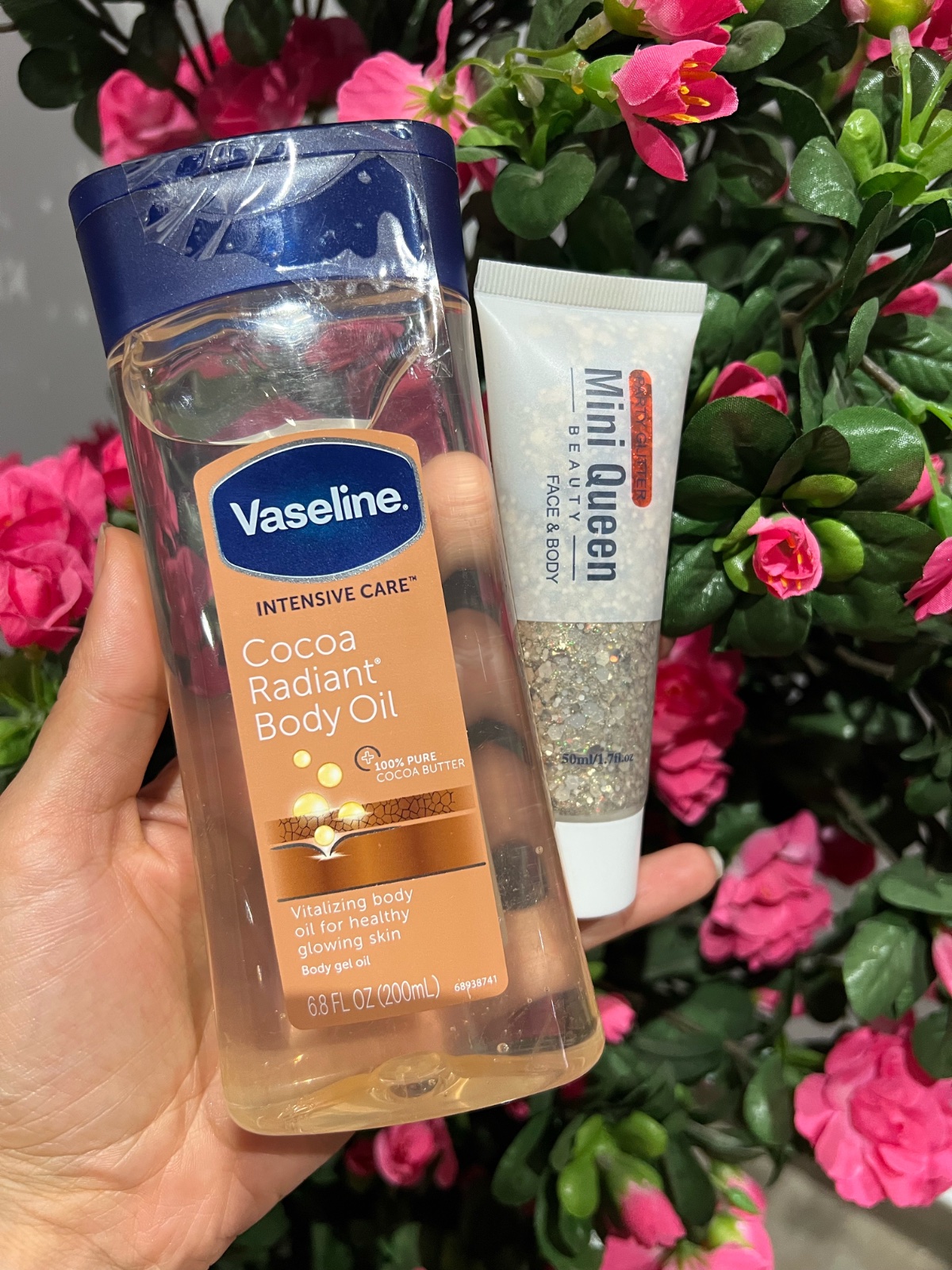 Vaseline cocoa radiant body oil et glitter 