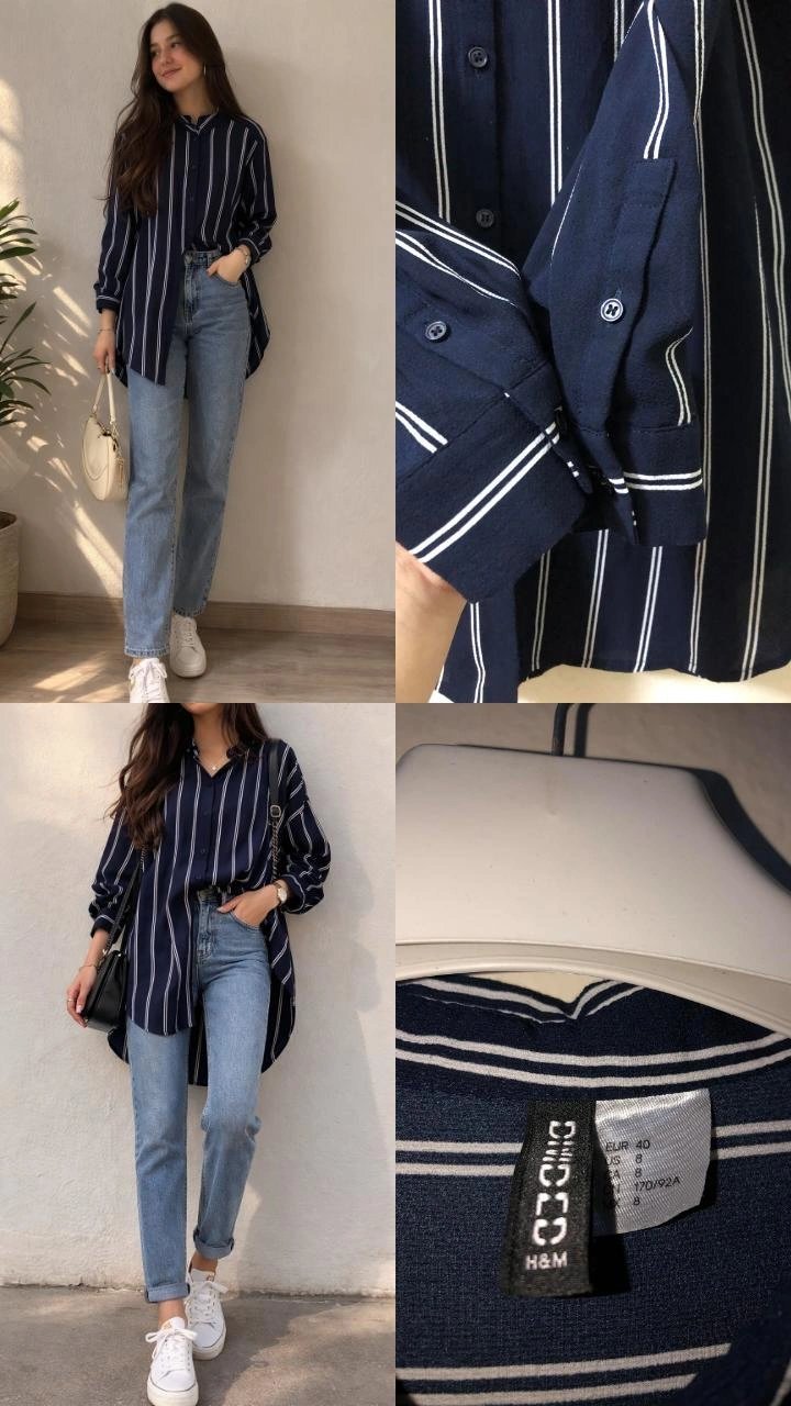 Chemise rayée bleu H&M