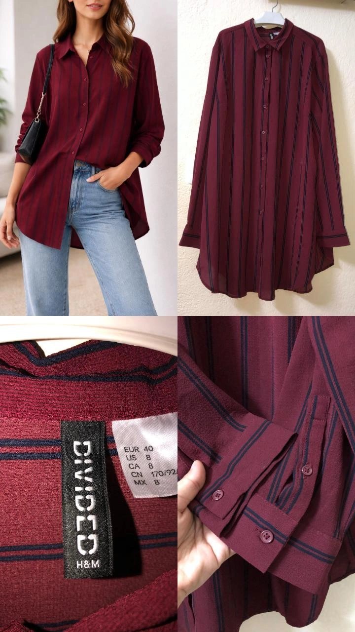 Chemise rayée bordeaux H&M