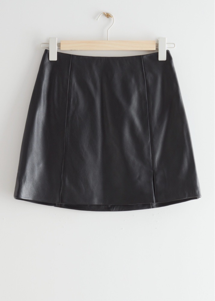 Black H&M faux leather mini skirt 