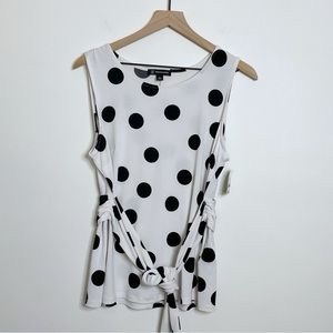 White and black polka dot top