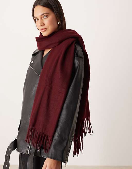 Burgundy brushed scarf 