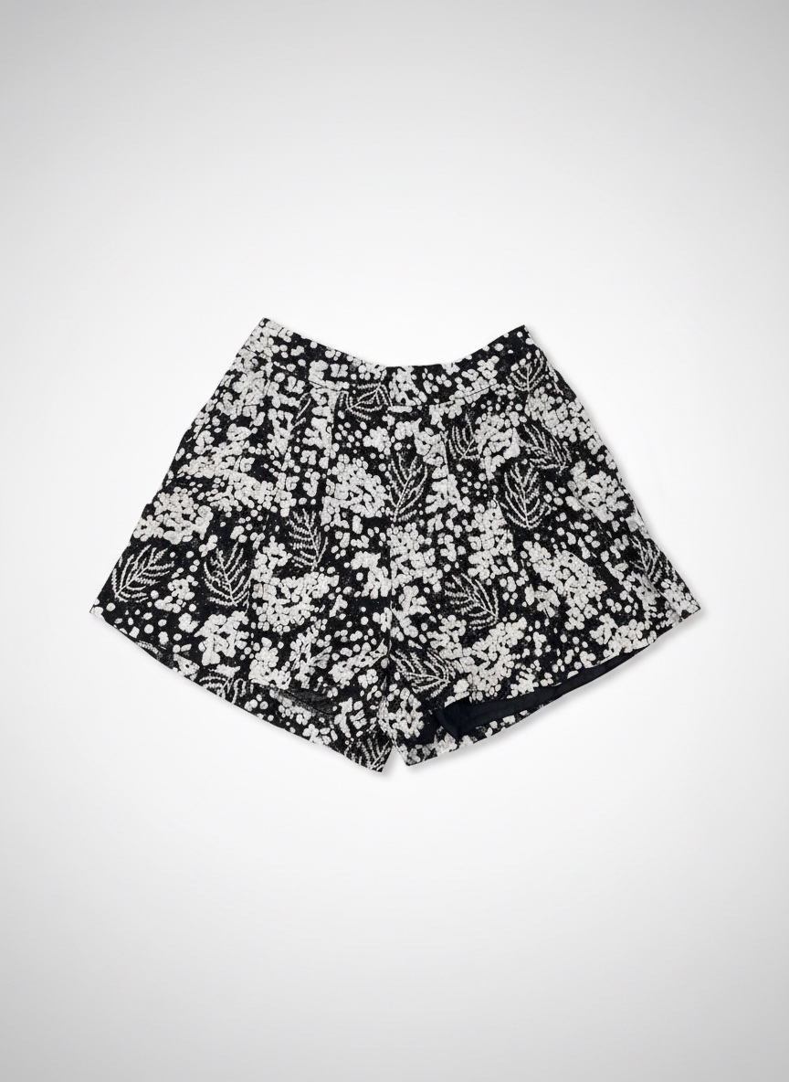Shorts MANGO noir pailleté avec motif blanc