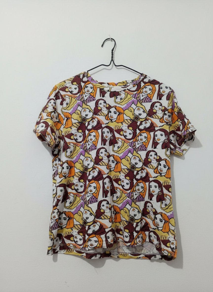 T-shirt  imprimé visages pop art